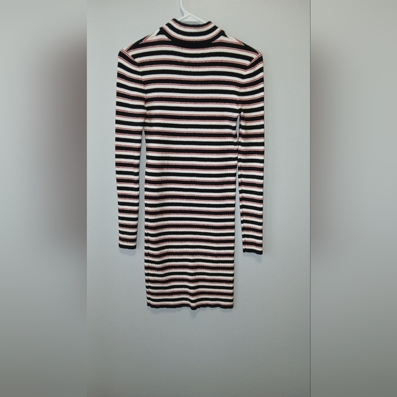 Forever 21 Y2K striped mock neck midi dress Women's size Small preppy ac… - Picture 2 of 6